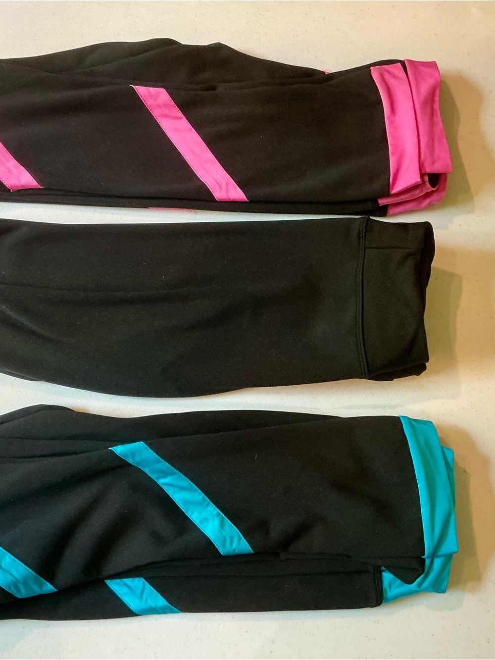 3 Pairs Girls 12-14 years Figure Skate Pants Black Blue Pink Size 150 LIUHU